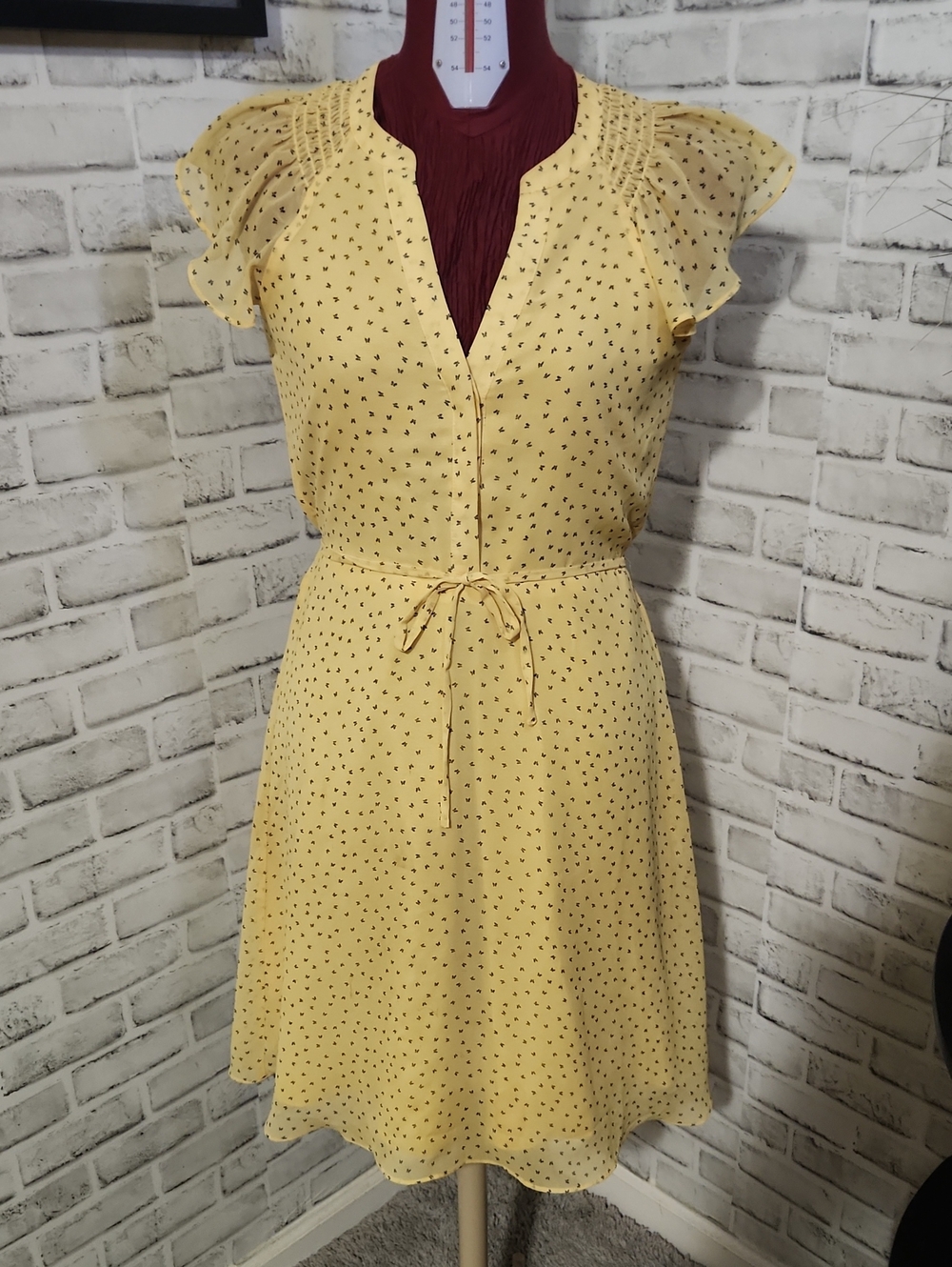 Ann Taylor Yellow Tie-Waist Dress